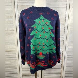 NUTCRACKER Vintage Double Sided "Ugly Christmas Sweater" Tree & Presents Blue-18